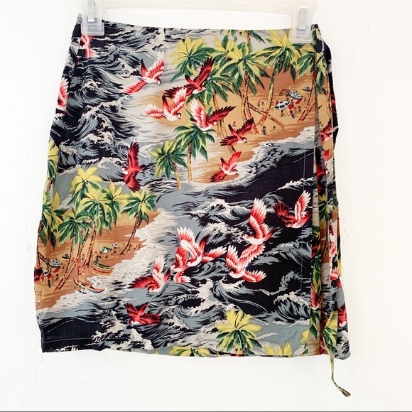Only Hearts Dresses & Skirts - SOLD Vintage Tropical Print Mini Wrap Skirt